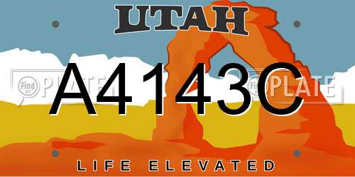 A4143C Utah License Plate