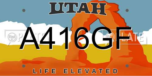 A416GF Utah License Plate