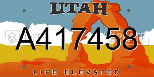 A417458 Utah License Plate