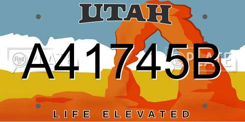 A41745B Utah License Plate