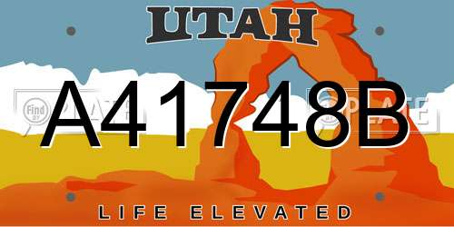 A41748B Utah License Plate