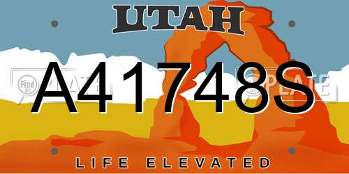 A41748S Utah License Plate
