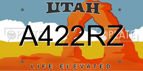 A422RZ Utah License Plate