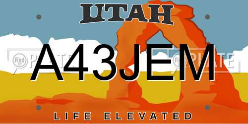 A43JEM Utah License Plate