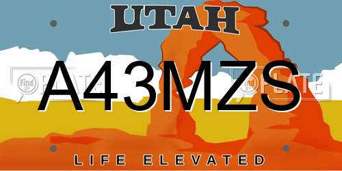 A43MZS Utah License Plate