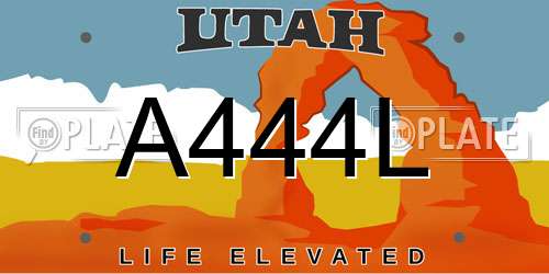 A444L Utah License Plate