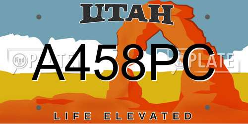 A458PC Utah License Plate