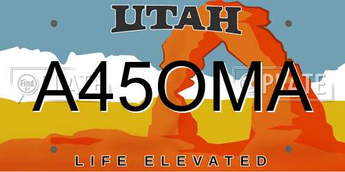 A45OMA Utah License Plate