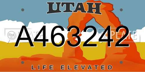 A463242 Utah License Plate