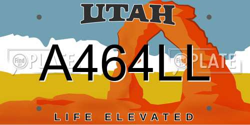 A464LL Utah License Plate