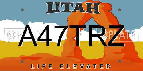 A47TRZ Utah License Plate