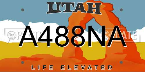 A488NA Utah License Plate