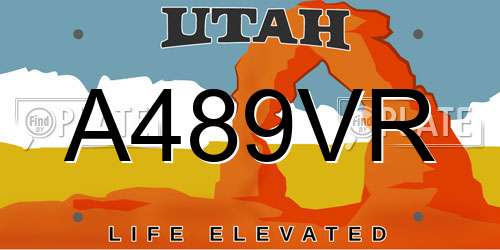 A489VR Utah License Plate