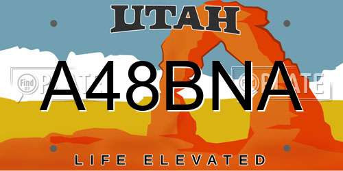 A48BNA Utah License Plate