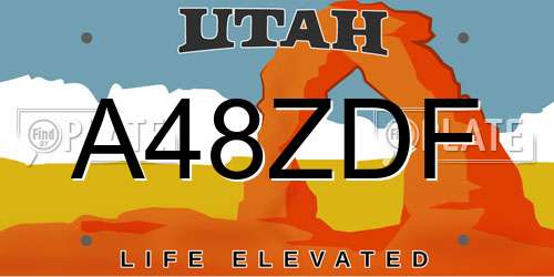 A48ZDF Utah License Plate
