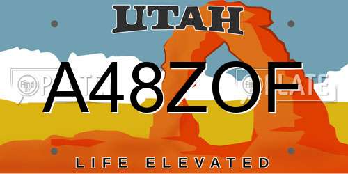 A48ZOF Utah License Plate