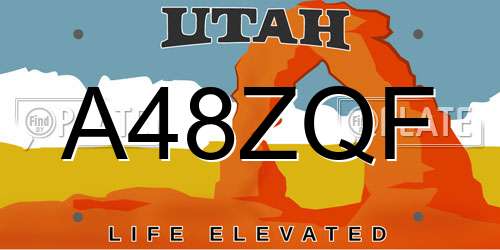 A48ZQF Utah License Plate