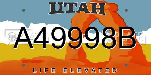 A49998B Utah License Plate