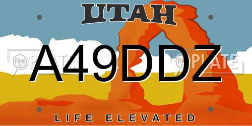 A49DDZ Utah License Plate