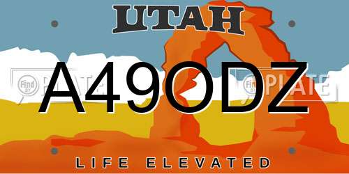 A49ODZ Utah License Plate