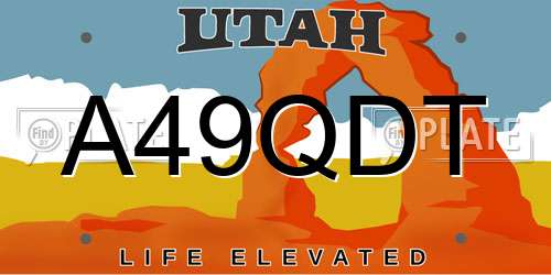 A49QDT Utah License Plate