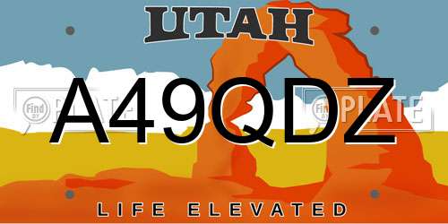 A49QDZ Utah License Plate