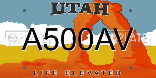 A500AV Utah License Plate