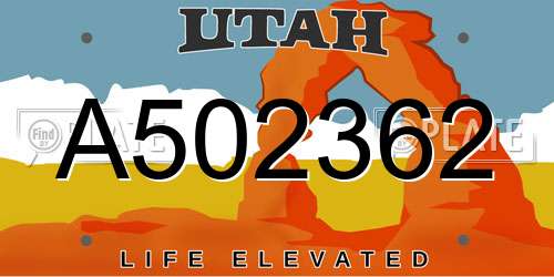 A502362 Utah License Plate