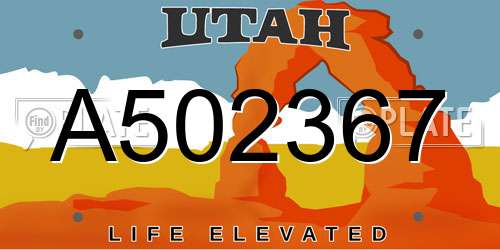 A502367 Utah License Plate