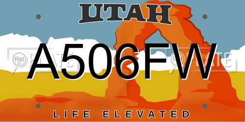 A506FW Utah License Plate