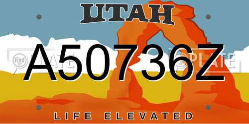 A50736Z Utah License Plate