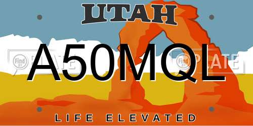 A50MQL Utah License Plate