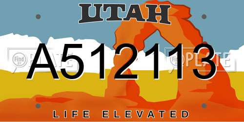A512113 Utah License Plate