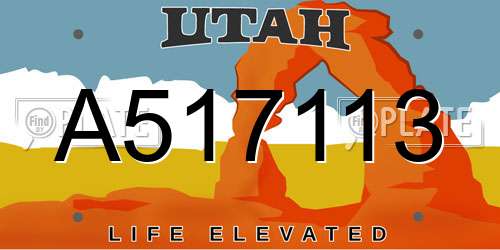 A517113 Utah License Plate