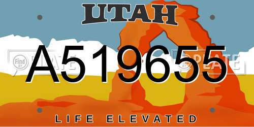 A519655 Utah License Plate