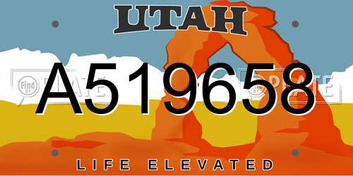 A519658 Utah License Plate