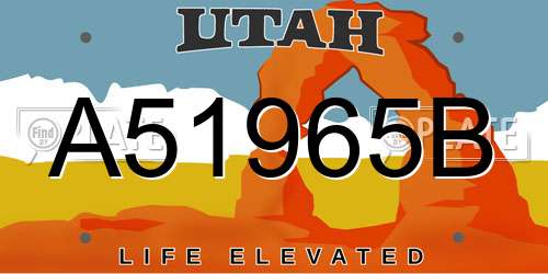 A51965B Utah License Plate