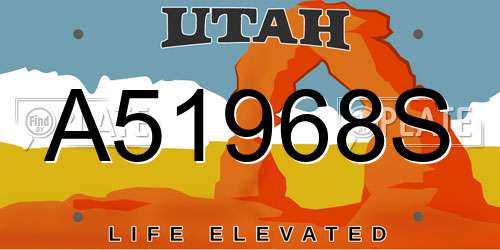 A51968S Utah License Plate