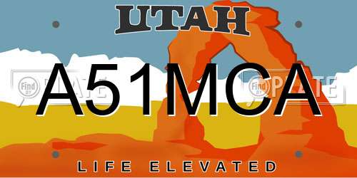 A51MCA Utah License Plate