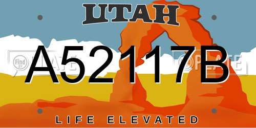 A52117B Utah License Plate