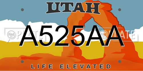 A525AA Utah License Plate
