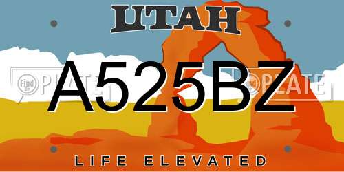 A525BZ Utah License Plate