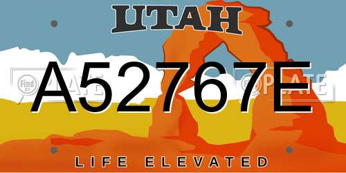 A52767E Utah License Plate