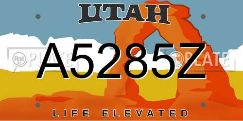 A5285Z Utah License Plate