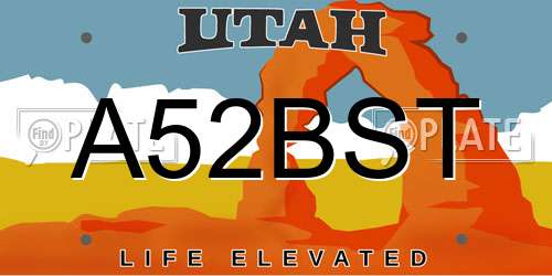 A52BST Utah License Plate