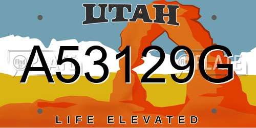 A53129G Utah License Plate