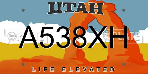 A538XH Utah License Plate