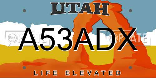 A53ADX Utah License Plate