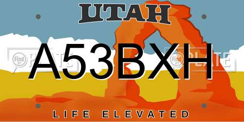 A53BXH Utah License Plate