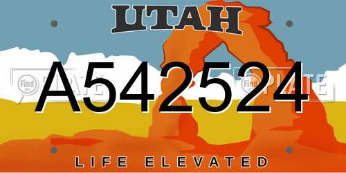 A542524 Utah License Plate